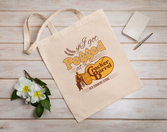 I Got Pegged at Cracker Barrel Old Country Store Tote Bag | Eco Tote Bag | Cotton Canvas Tote Bag | Vintage Cracker Barrel Bag Vintage Style