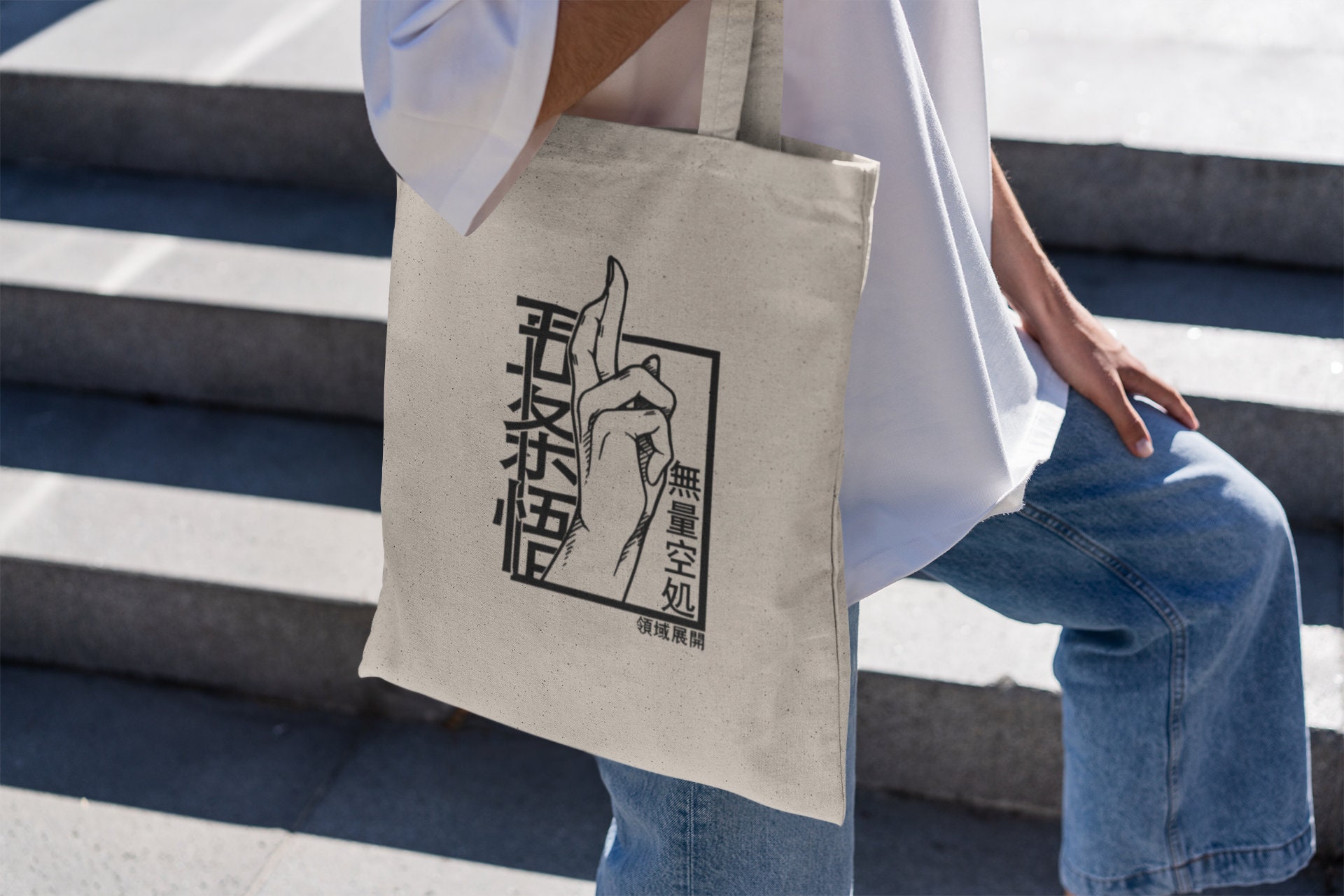Jujutsu Kaisen Gojo Satoru Hand JJK Eco Tote Bag Reusable Cotton Canvas ...