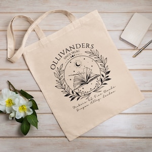 Ollivanders Wand Shop | Wizard Book | Eco Tote Bag | Reusable | Cotton Canvas Tote Bag | Sustainable Bag | Perfect Gift |