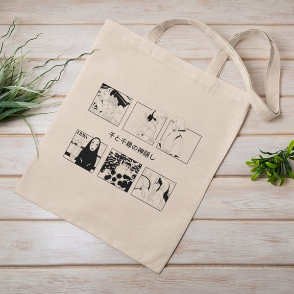 Spirited Away Studio Ghibli Tote Bag | Reusable Bag | Cotton Canvas Tote Bag | Hayao Miyazaki | Ghibli Totoro Gift | Ghibli No Face Tote Bag