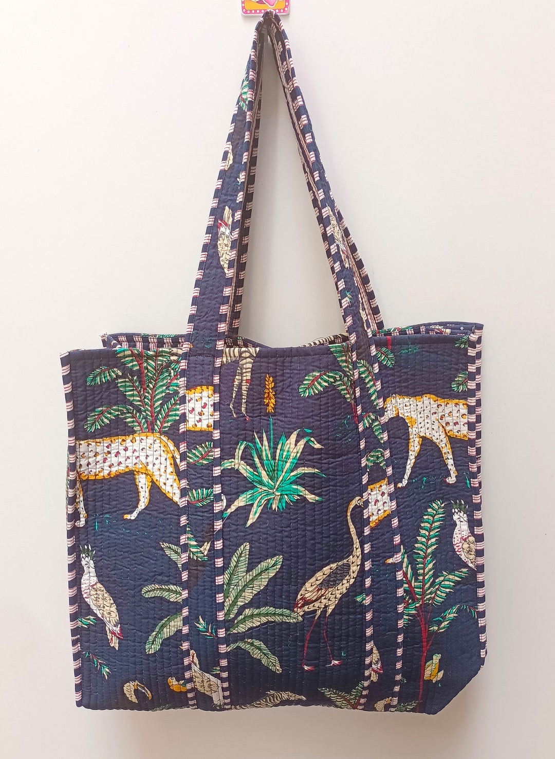 Jungle Printed Bag Cotton Quilted Bag Indian Handmade Bag Etsy