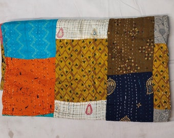 Indische Handgemacht Kantha Quilt, Aus Reiner Baumwolle Kantha Quilt, Queen-Size Quilt, Tagesdecke, Baumwoll Bettlaken