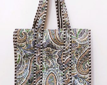 Women Tote Bag, Cotton Quilted Tote Bag, Indian Women Shopping Bag, Handmade Bag, Large Market Bag, Boho Party Bag, Carry Bag