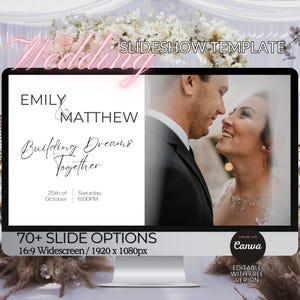 Wedding Slideshow Presentation Animated Template Wedding Rehearsal Minimal Photo Collage Slideshow Simple & Clean Digital Video Movie Canva
