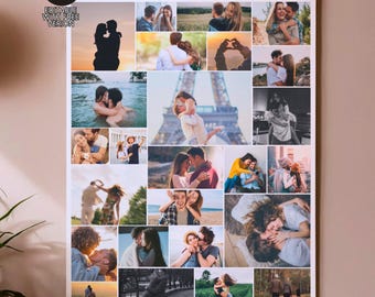 25 Photo Collage Poster Template Editable Canva Photo Collage Custom Digital Vision Board Printable Template Funeral Picture Collage (L3)