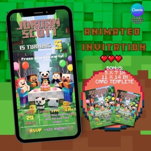 Trending Game Birthday Animated Invitation Template Any Age Kids Trending Birthday Party Gamer Birthday Motion Invitation Editable Canva