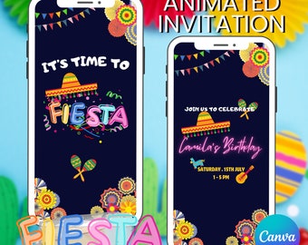 Fiesta Birthday Invitation video canvas, Fiesta Invitation, Video Invitation, Mexican Invitation, Animated Invitation, Motion Invitation