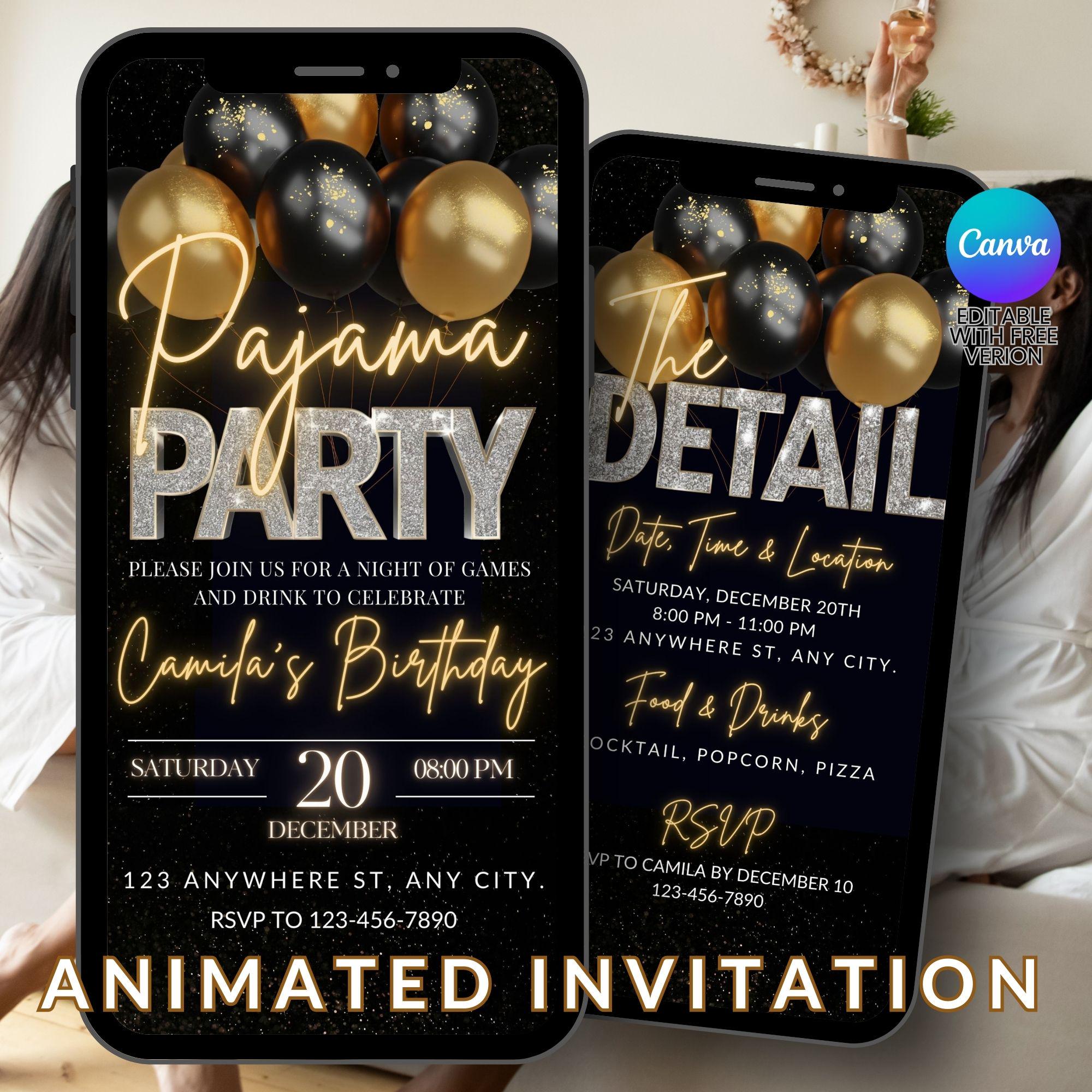 Festiko Pajama Party Gold Glitter Banner – DIY Decoration Sign For Sleepovers, Birthdays & Parties - View #7