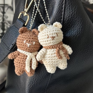 Cute Bear Keychain, Crochet Teddy bear, Amigurumi Bear keyring, Crochet toy,  Mini toy, Secret Santa Gift, Couple Keychain, Bag charm