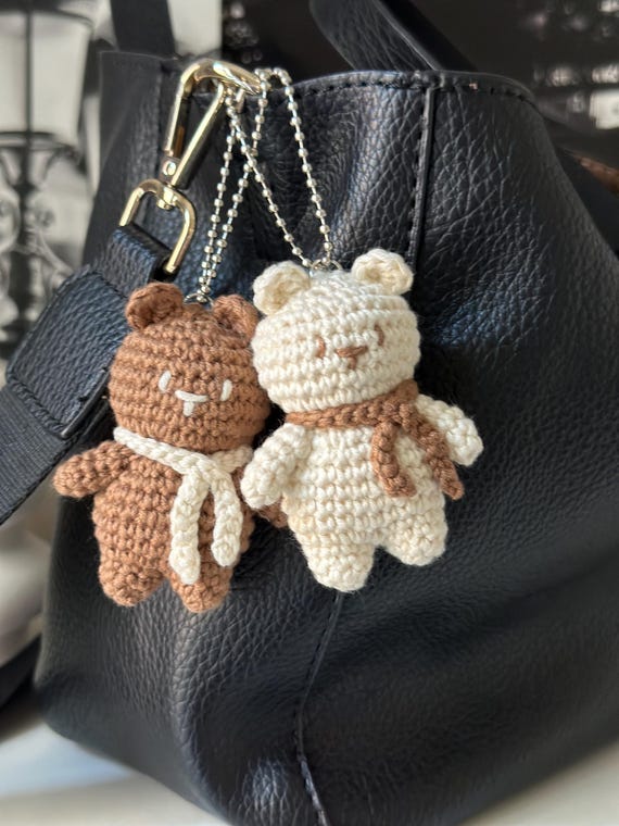 Crochet Bear Keychain, Cute Teddy bears, Amigurumi Bear keyring, Crochet toy,  Mini toy, Secret Santa Gift, Couple Keychain, Bag charm