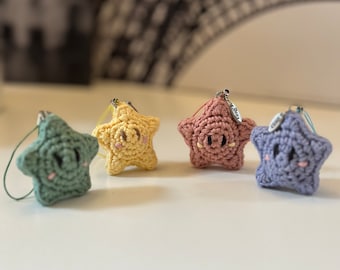 Brelok do kluczy z szydełkową gwiazdką, uroczy bawełniany wisiorek do torebki amigurumi