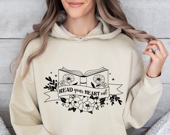 Read Your Heart Out Hoodie, Bookworm Sweatshirt For Women, Trendy Bookish Girl Shirt, Anti Social Book Club Tee, Cozy Gift For Book Friend