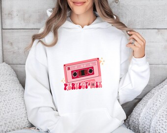 Retro Mixtape Hoodie, Valentine's Day Sweatshirt, Cute Heart Themed Shirt, Preppy Heart Sweat For Women,Gift For Girlfriend