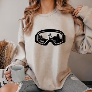 Ski Goggles Sweatshirt, Skiing Hoodie For Women, Ski Season Sweat, Ski Trip Shirt, Trendy Winter Sports Sweater, Gift For Skier