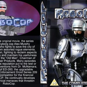 May include: A DVD box set featuring the complete series of the animated television show RoboCop. The cover art features a silver robot with a blue visor and the text "RoboCop: The Complete Series".