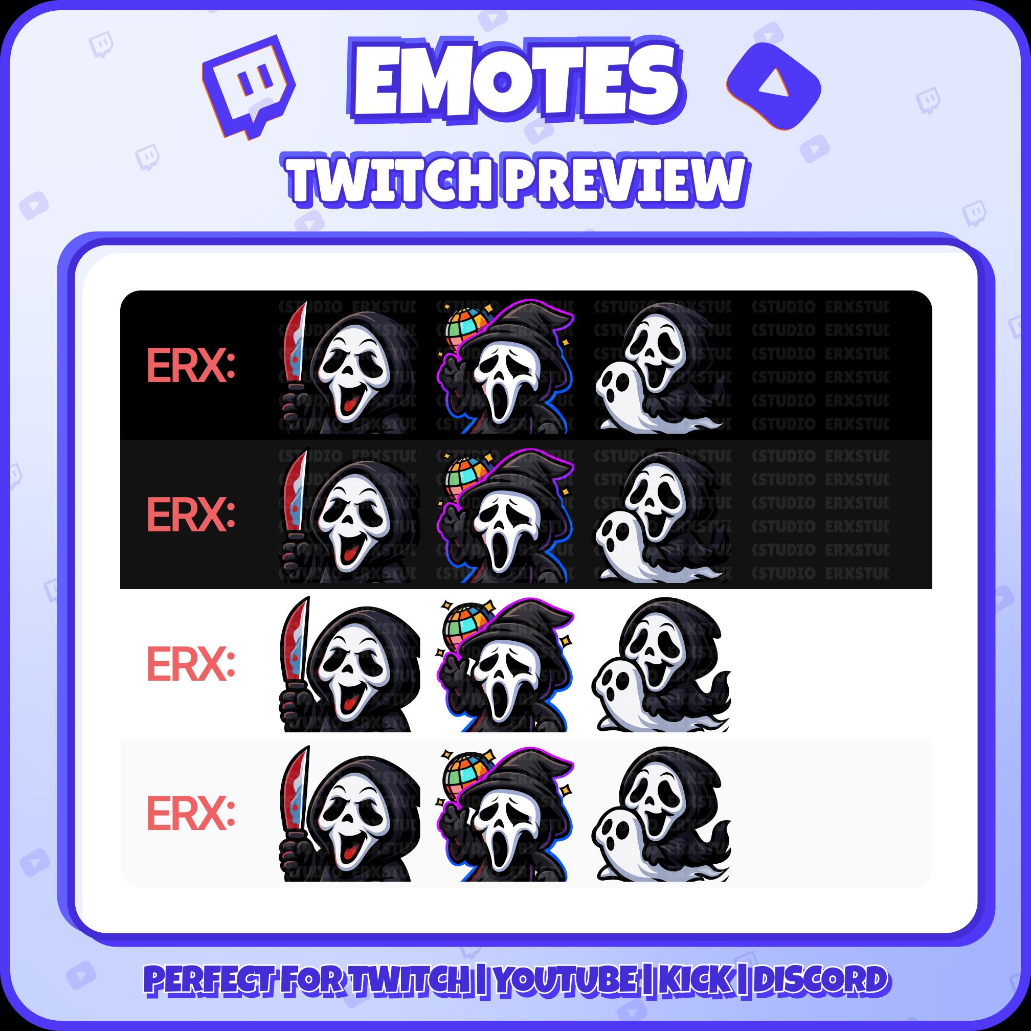 Ghostface Twitch Emotes – 6 Funny Horror Emotes Pack for Streamers ...