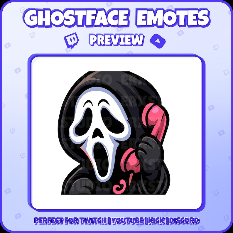 Ghostface Phone Twitch Emote – Cute Horror Call Reaction for Streamers ...