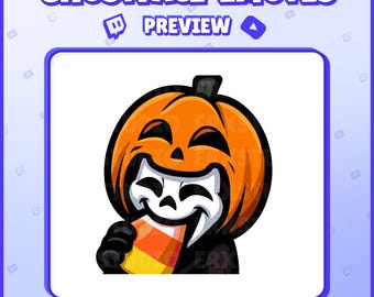 Ghostface Halloween Twitch Emote – Pumpkin Candy Cute Emote for Streamers, Discord, VTubers – PNG Digital Download