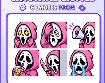 Emotes de fantasma rosa: 6 adorables emotes de fantasma femenino para Twitch, Halloween, streamers, VTubers y Discord (descarga PNG digital)