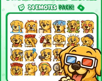 Golden Retriever Twitch Emotes: Funny Dog Streamer Pack (Digital Download)