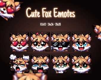 8x Twitch Emotes / Discord Emotes / Fox Emotes / Cute Fox Emotes / Emotes / Fox Emotes Twitch / Fox Emotes Discord / Orange Fox