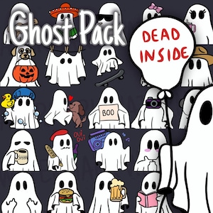 Ghost Pack x30 Emotes for Twitch and Discord, Ghost Emotes, Halloween Emotes, Spooky Emotes