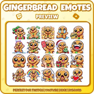 Gingerbread Twitch Emotes Pack – 20 Cute Christmas Emotes for Streamers ...