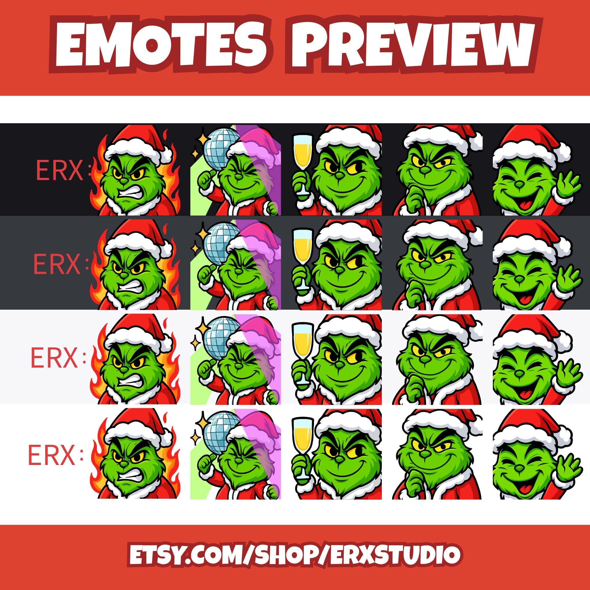 Grinch Twitch Emotes – 24 Funny & Mischievous Christmas Pack | Pngs for ...