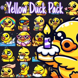 Yellow Duck Pack x30 Emotes for Twitch and Discord, Duck Emotes, Cute Duck Emotes, Emotes, Duck Twitch Emotes