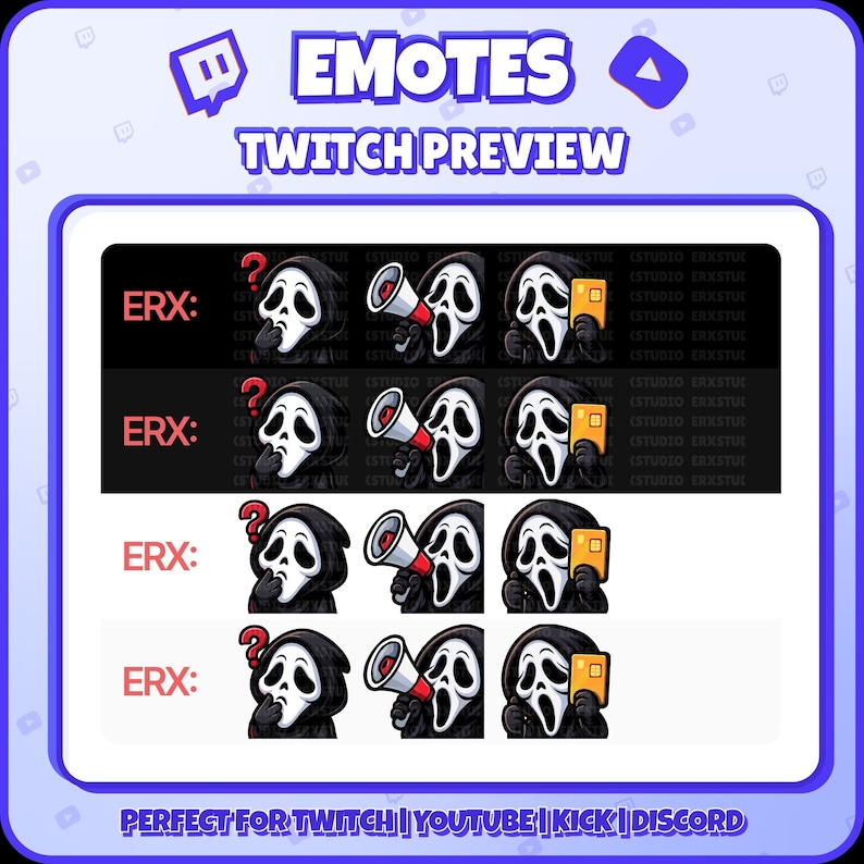 Ghostface Twitch Emotes – 6 Funny Horror Emotes Pack for Streamers ...