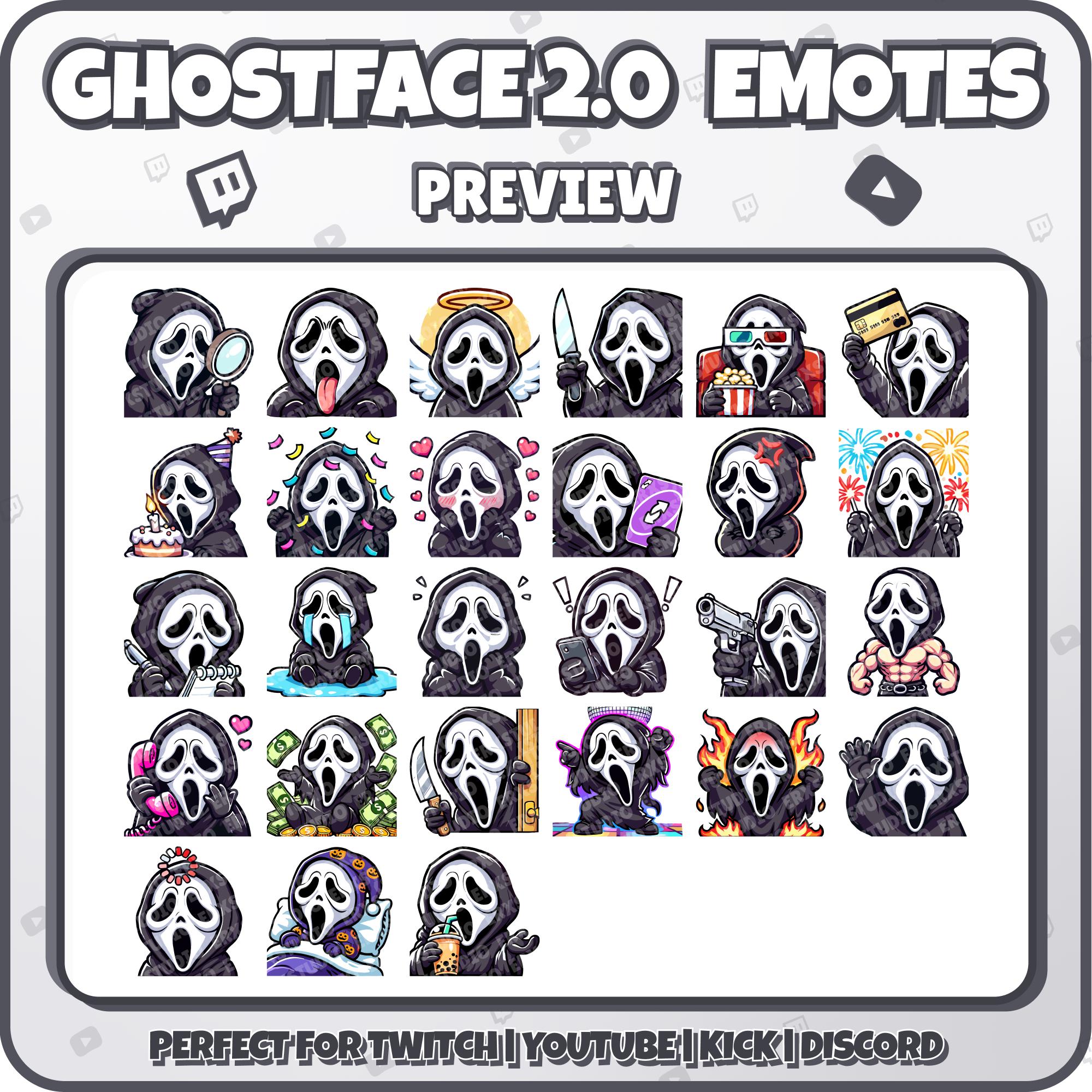 Ghostface 2.0 Twitch Emotes – 27 Funny Horror Emote Pack for Streamers ...