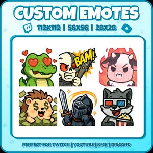 Custom Twitch & Discord Emotes – Personalized Emote Pack for Streamers, Discord, VTubers – PNG Digital Download Pack