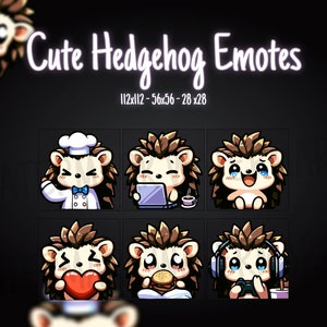Cute Hedgehog Twitch Emotes – Kawaii Animal Emote Pack for Streamers | PNGs for Discord, YouTube, Kick | Instant Download