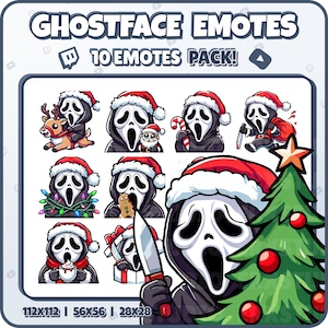 Ghostface Xmas Emotes – Funny Christmas Emote Pack for Streamers | PNGs for Twitch, Discord | Instant Download