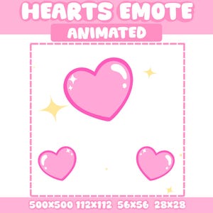 Pink Hearts Animated Twitch Emote – Cute Sparkly Hearts for Streamers | PNG + GIF for Discord, Kick | Instant Download
