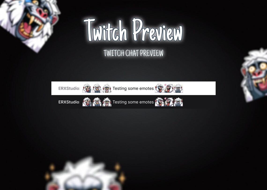 6xwhite Baboon Twitch Emotes / Discord Emotes /baboon Emotes / White ...