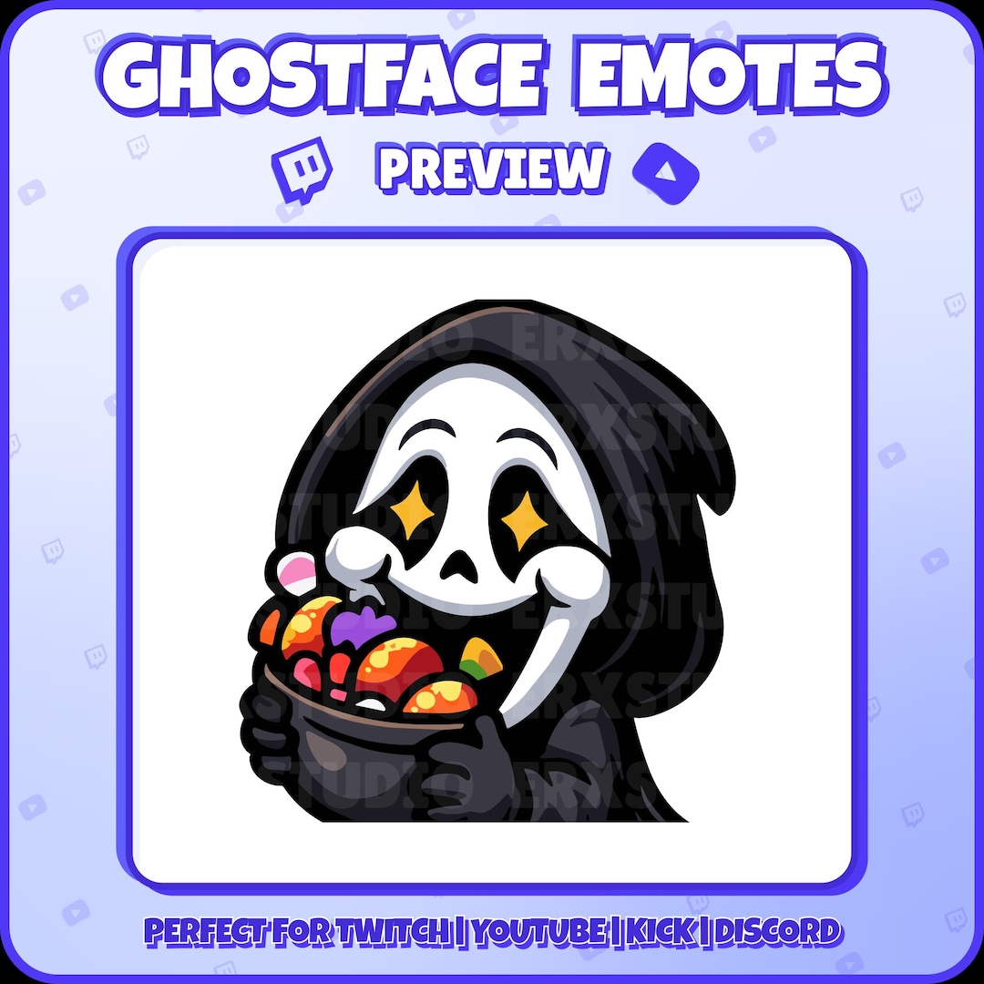 Ghostface Candy Twitch Emote – Cute Halloween Treat Emote for Streamers ...