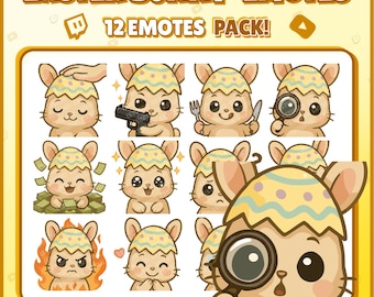 Easter Bunny Twitch Emotes – 12 Cute Pastel Emotes Pack for Streamers | PNGs for Discord, Kick | Instant Download