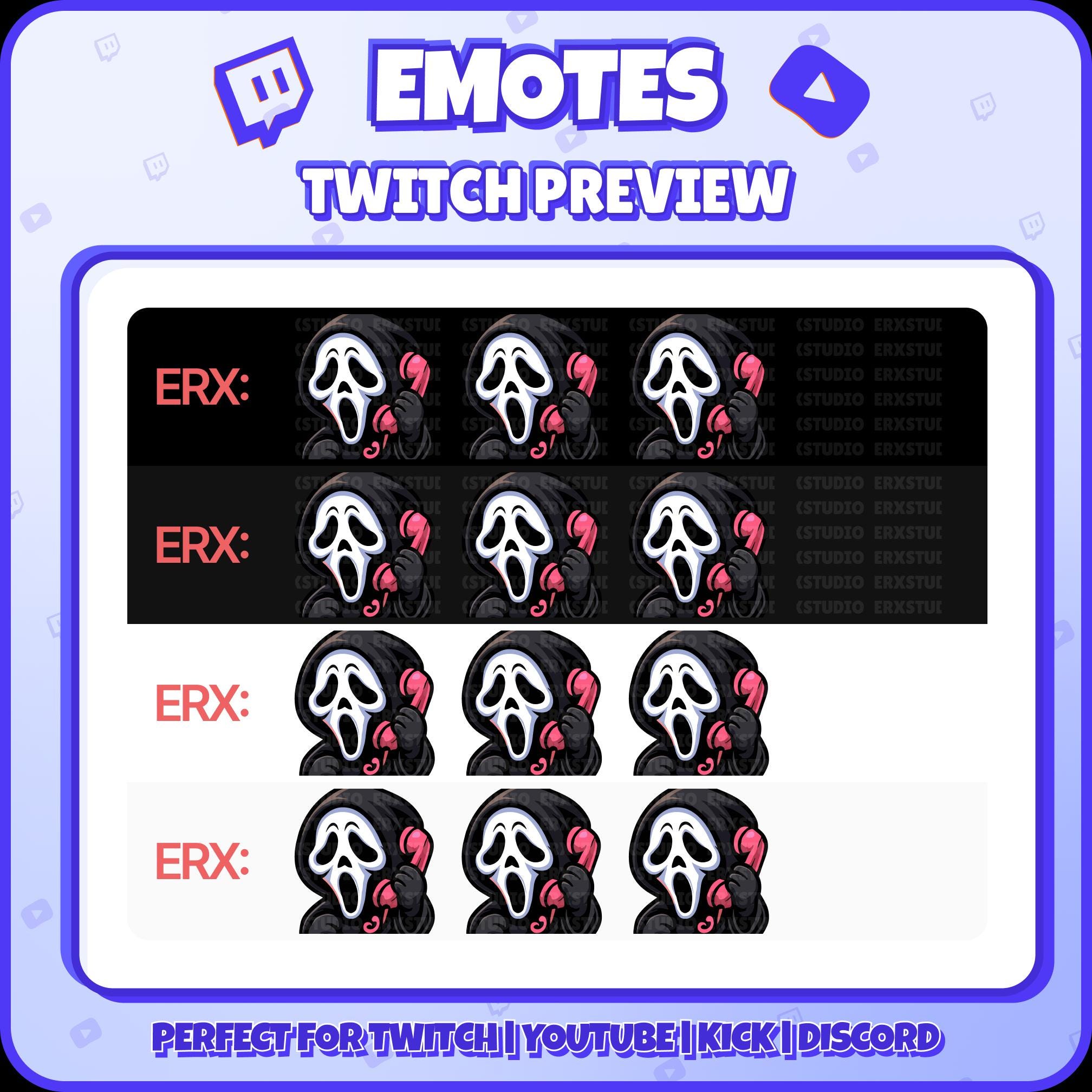 Ghostface Phone Twitch Emote – Cute Horror Call Reaction for Streamers ...