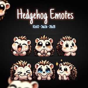 Cute Hedgehog Emotes – Kawaii Animal Twitch Emote Pack | PNGs for Discord, Kick | Instant Download