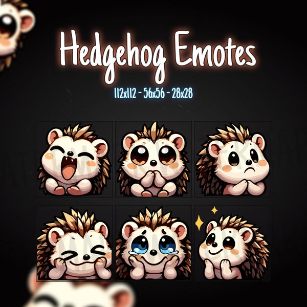 Cute Hedgehog Emote Pack for Twitch and Discord, Hedgehog Emote, Cute Hedgehog Emote, Emotes, Hedgehog Twitch Emotes