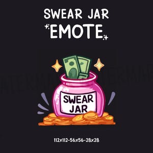 Swear Jar Twitch Emote – Funny Kawaii Emote with Cash & Coins | PNG for Discord, Kick | Instant Download