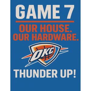 Póster del Juego 7 del OKC Thunder – Letrero imprimible del OKC Thunder / "Nuestra casa. Nuestro equipo". / Descarga instantánea de 21,6 x 28 cm / Arte de fan de las Finales de la NBA