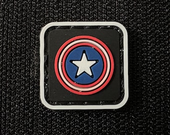 PVC morale and tactical patch Captain America / Black color, hook and loop