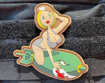 Lady on torpedo / Babe / Torpedo / Army PVC Morale and Tactical Patch, Hook and Loop A3