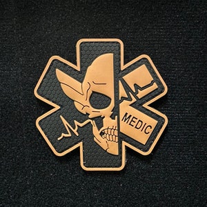 Medic, Skull, PVC Morale and Tactical Patch, Hook and Loop A2