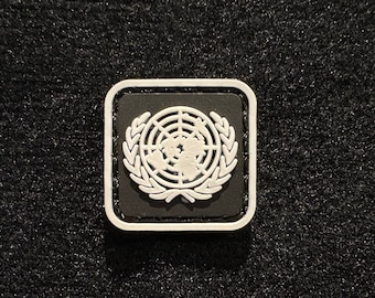United Nations / UN, PVC Morale and Tactical Patch / Black Colour, Hook and Loop / B2