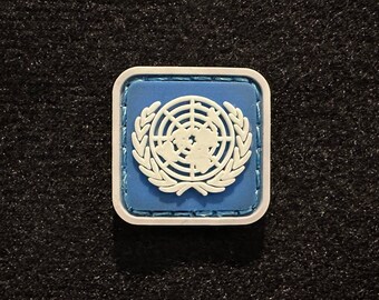 United Nations / UN, PVC Morale and Tactical Patch / Blue Colour, Hook and Loop / B2