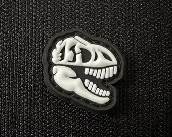 Dinosaur Skull, White Beast, PVC Morale and Tactical Patch, Hook and Loop