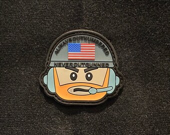 Always Outnumbered Never Out Gunned  / US Soldier / US Flag PVC Morale and Tactical Patch, Hook and Loop A2